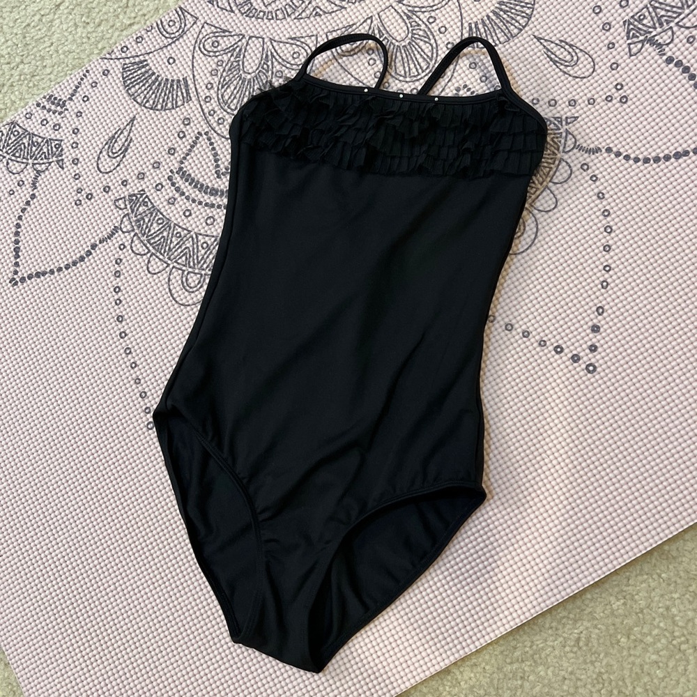 Girls black lace 💎 leotard size 8/9